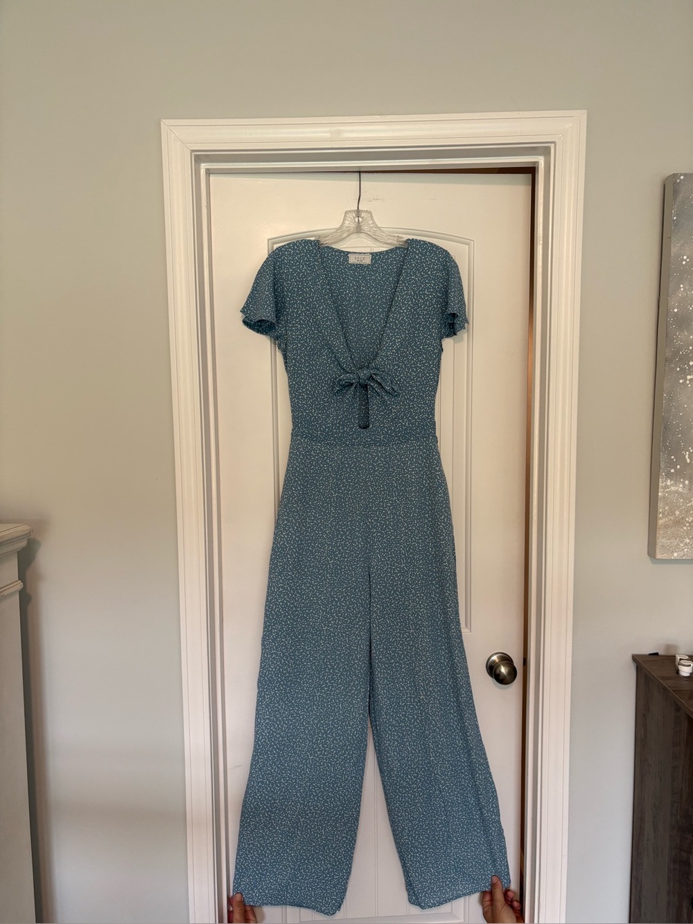 Sage The Label Blue Tie-Front Wide-Leg Jumpsuit
